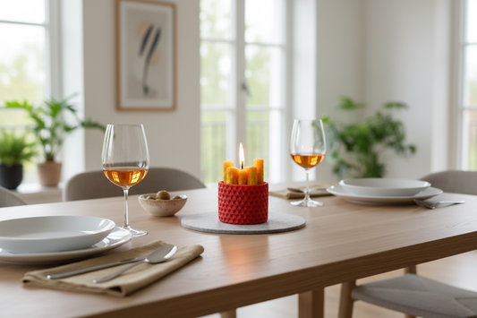 Dining table with fries candle