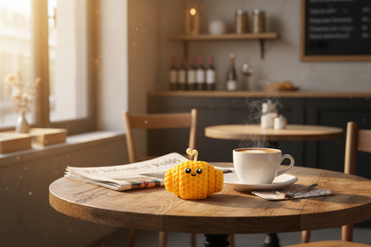 Breakfast table with croissant candle