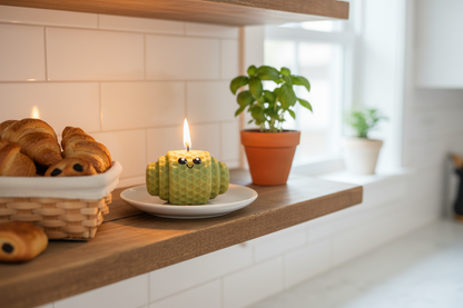 Kitchen shelf with croissant candle